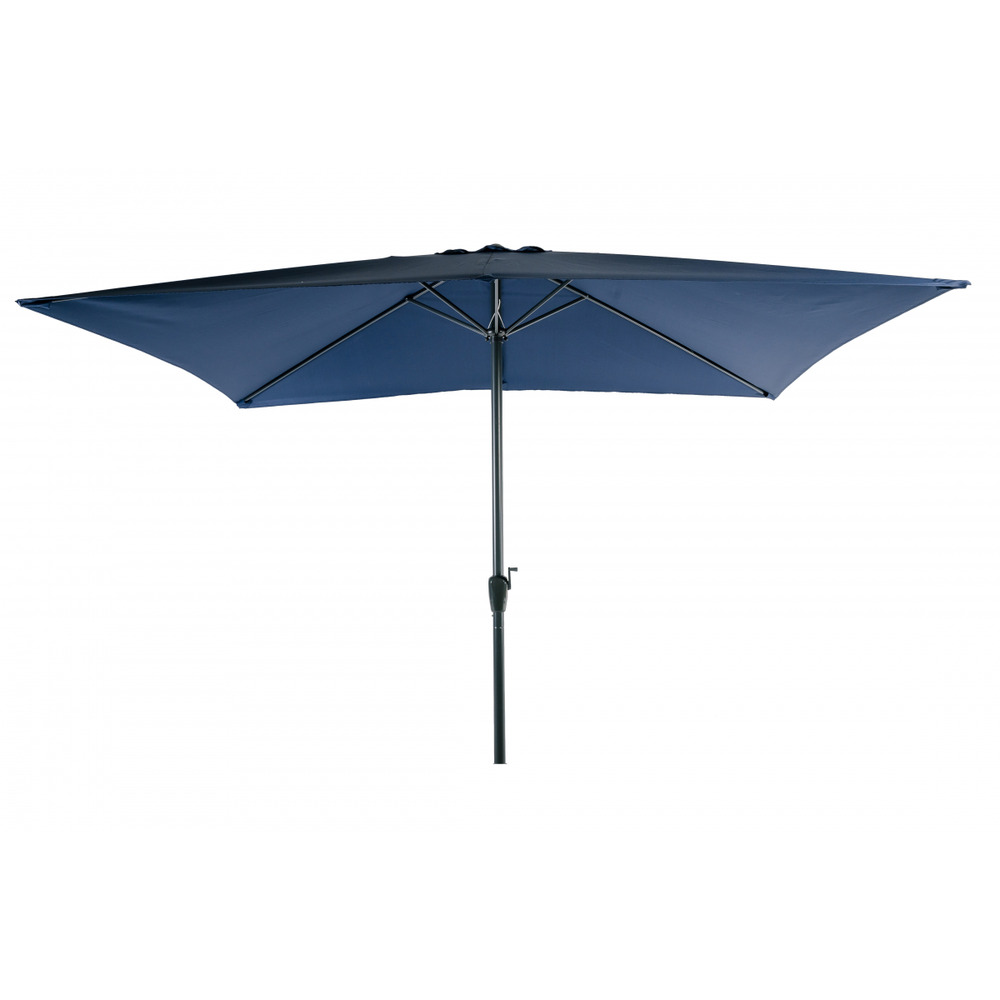 Parasol rectangulaire bleu 2x3m aluminium et polyester avec manivelle - parasol droit - mobilier de jardin