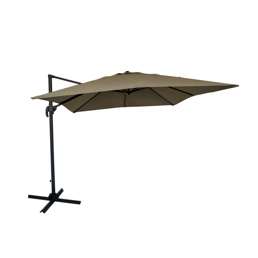 Parasol déporté rond marron 3x3m polyester - parasol - mobilier de jardin