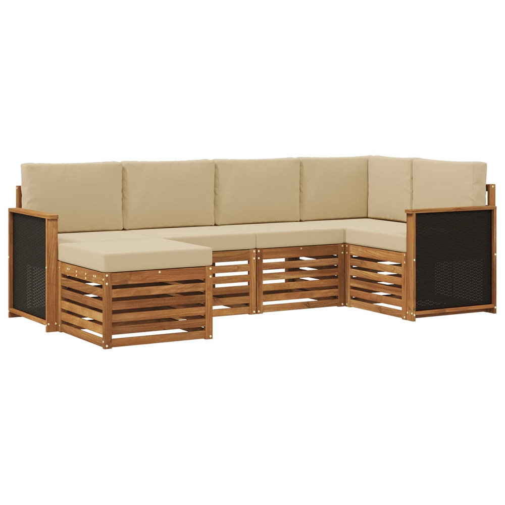 Ensemble de canapé d'angle avec coussin 5 pcs naturel