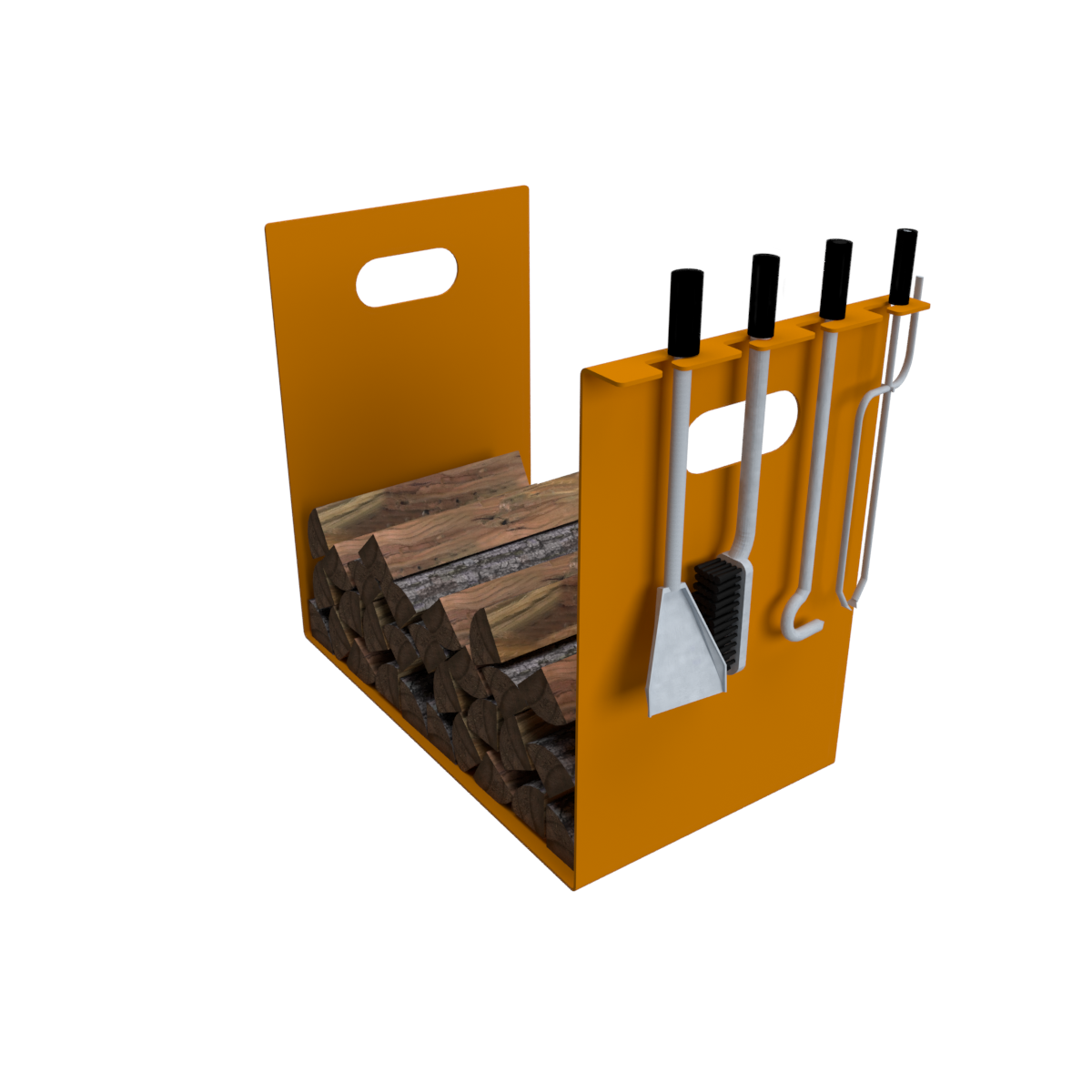 Porte-bûches design en métal - support à ustensiles - orange