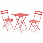 Table de jardin et 2 chaises acier rouge
