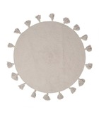 Tapis rond pompons gris coton d90