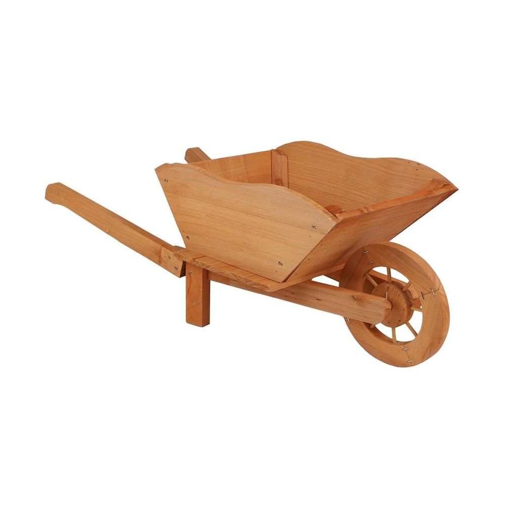 Porte-plantes Brouette En Bois Naturel – Déco Jardin Et Intérieur – Dimensions 73x31x28 Cm – À Monter Soi-même - 2
