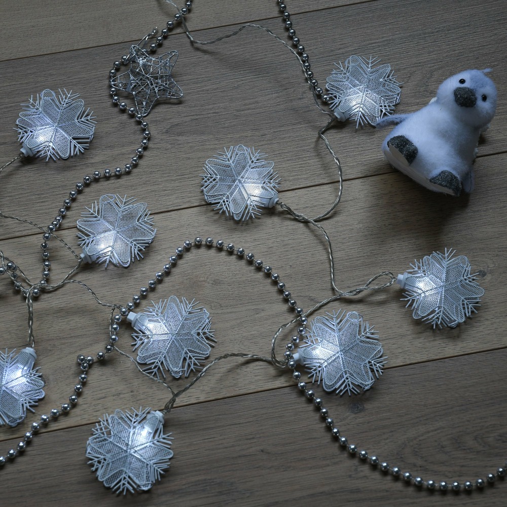 Guirlande flocons blancs - led blanc froid - chromex