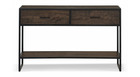 Console 2 tiroirs bois métal marron 120x35x75cm - bois, métal
