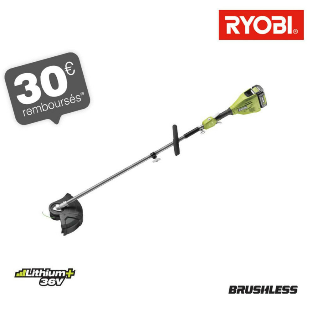 Coupe bordures ryobi 36v lithiumplus brushless - 1 batterie 4,0 ah - 1 chargeur - ry36eltx33a-140