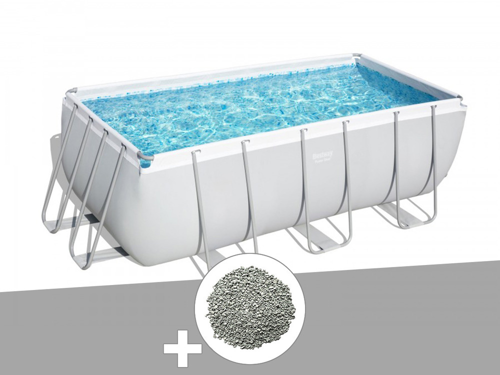 Kit piscine tubulaire  power steel rectangulaire 4,12 x 2,01 x 1,22 m + 10 kg de