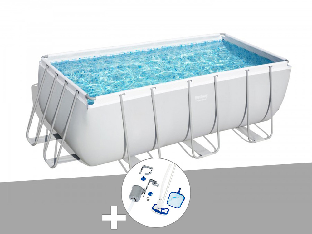 Kit piscine tubulaire  power steel rectangulaire 4,12 x 2,01 x 1,22 m + kit d'en
