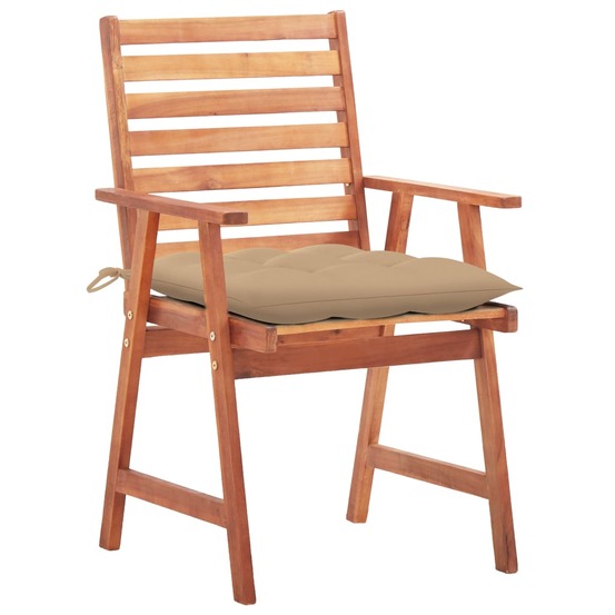 Chaises à manger d'extérieur lot de 3 et coussins acacia massif