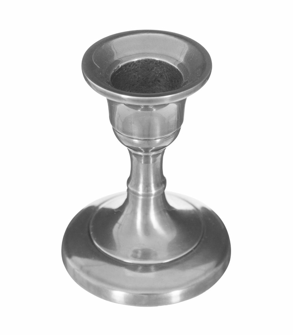 Bougeoir chandelier en métal argenté h 7,5 cm