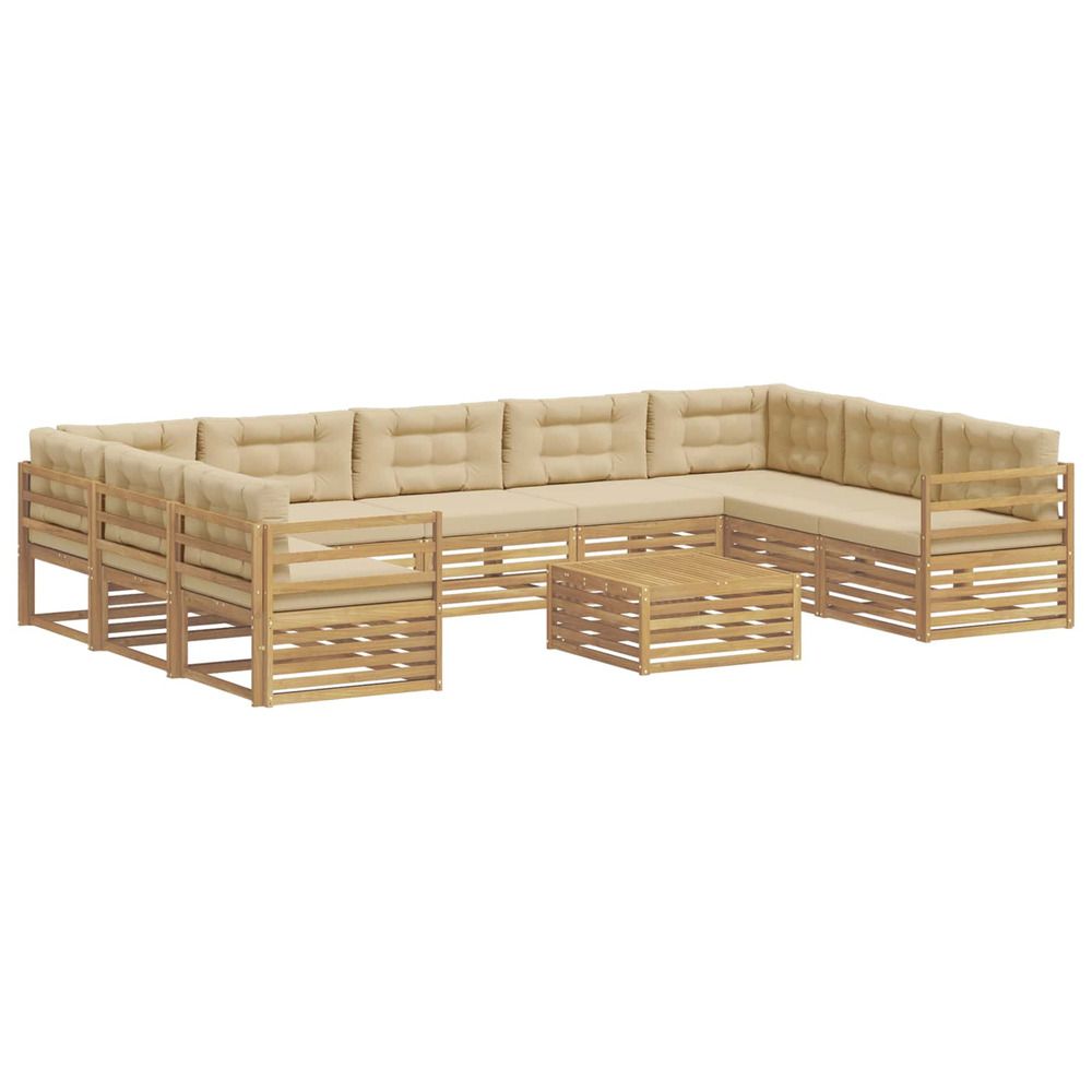 Ensemble de canapés d'extérieur 10 pc blanc et beige polyester