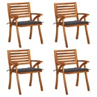 Chaises de jardin avec coussins 4 pcs bois d'acacia massif