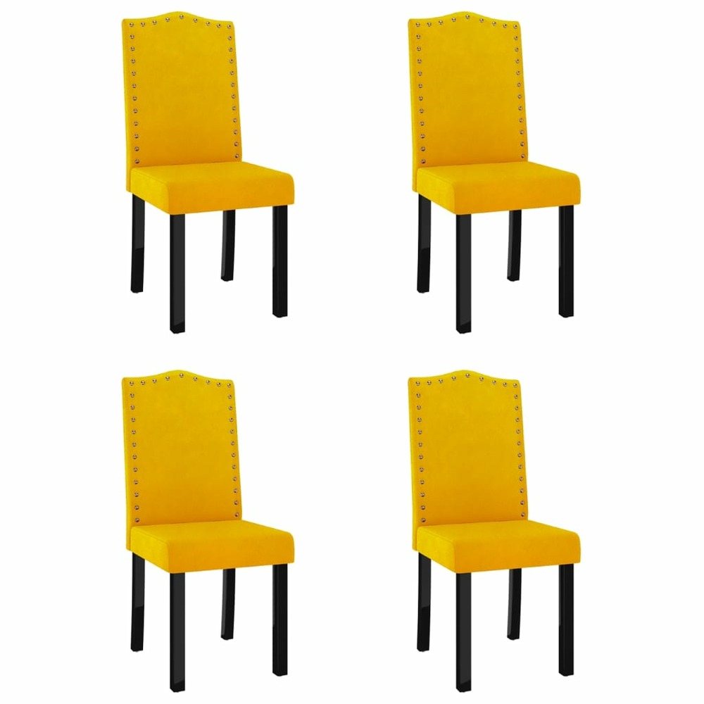 Chaises à manger lot de 4 jaune velours