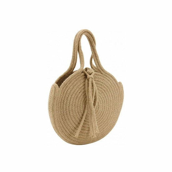 Sac rond en corde de coton et jute beige