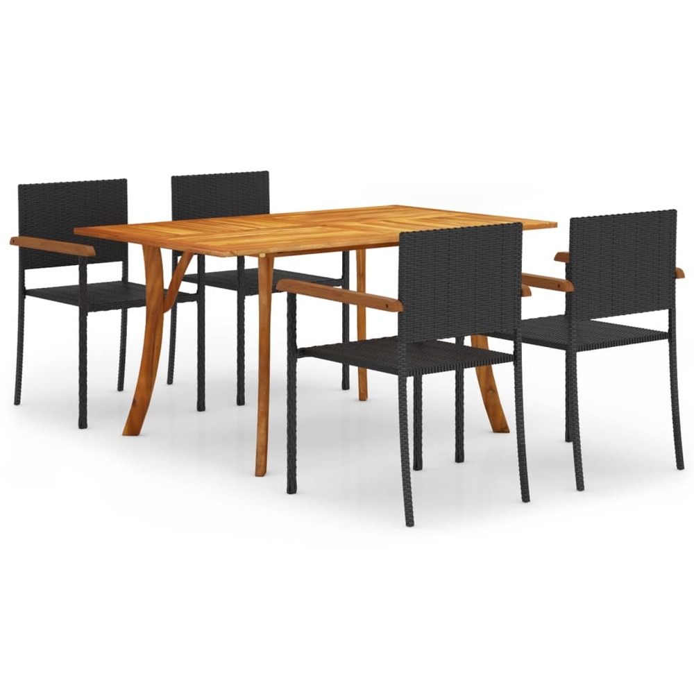 Ensemble de salle à manger de jardin 5 pcs noir