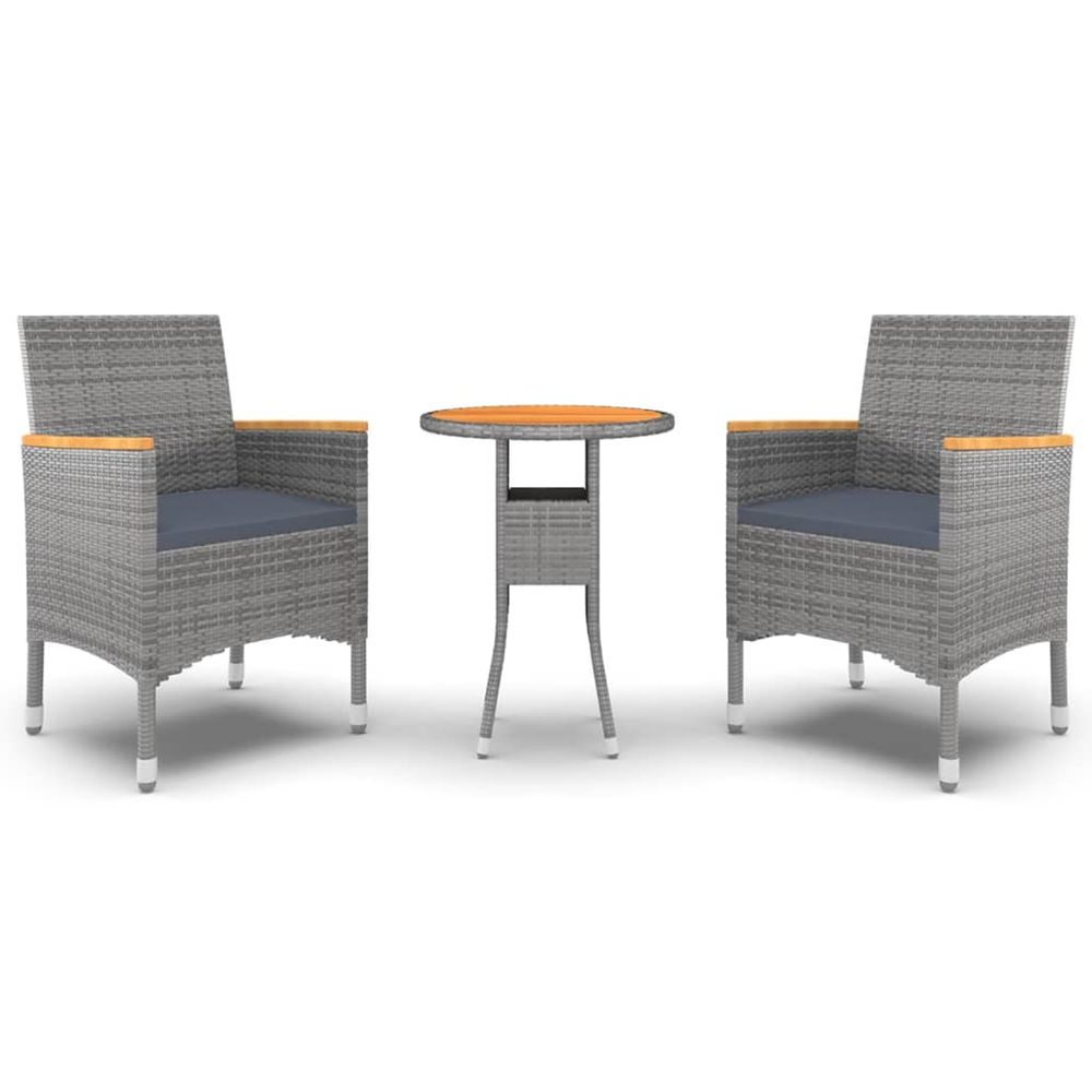 Ensemble à manger de jardin 3 pcs résine tressée gris
