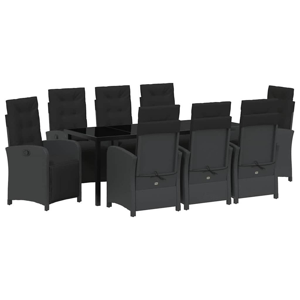 Ensemble de salle à manger pour jardin 9 pcs noir polyrotin
