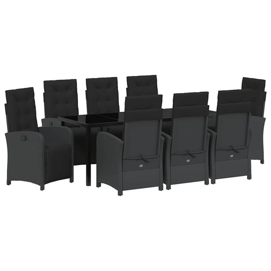 Ensemble de salle à manger pour jardin 9 pcs noir polyrotin