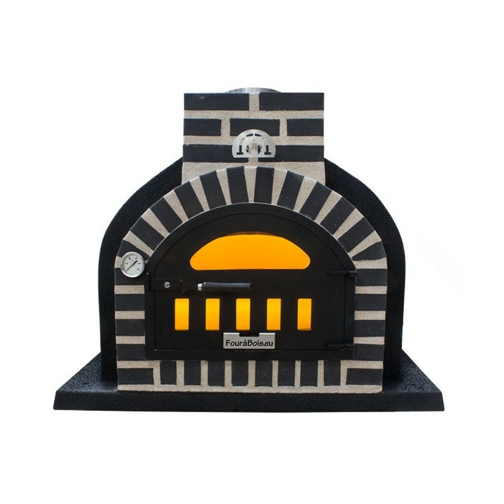 Four à bois terre cuite réfractaire, finition liège projeté noir et brique noire