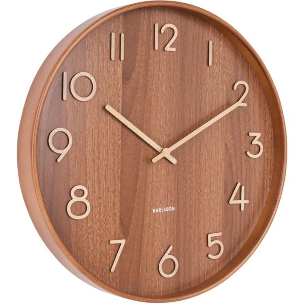 Horloge en bois pure 40 cm bois foncé