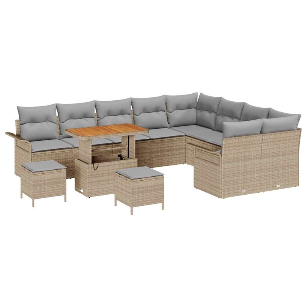 Ensemble de canapé de jardin 12 pc beige polyrotin