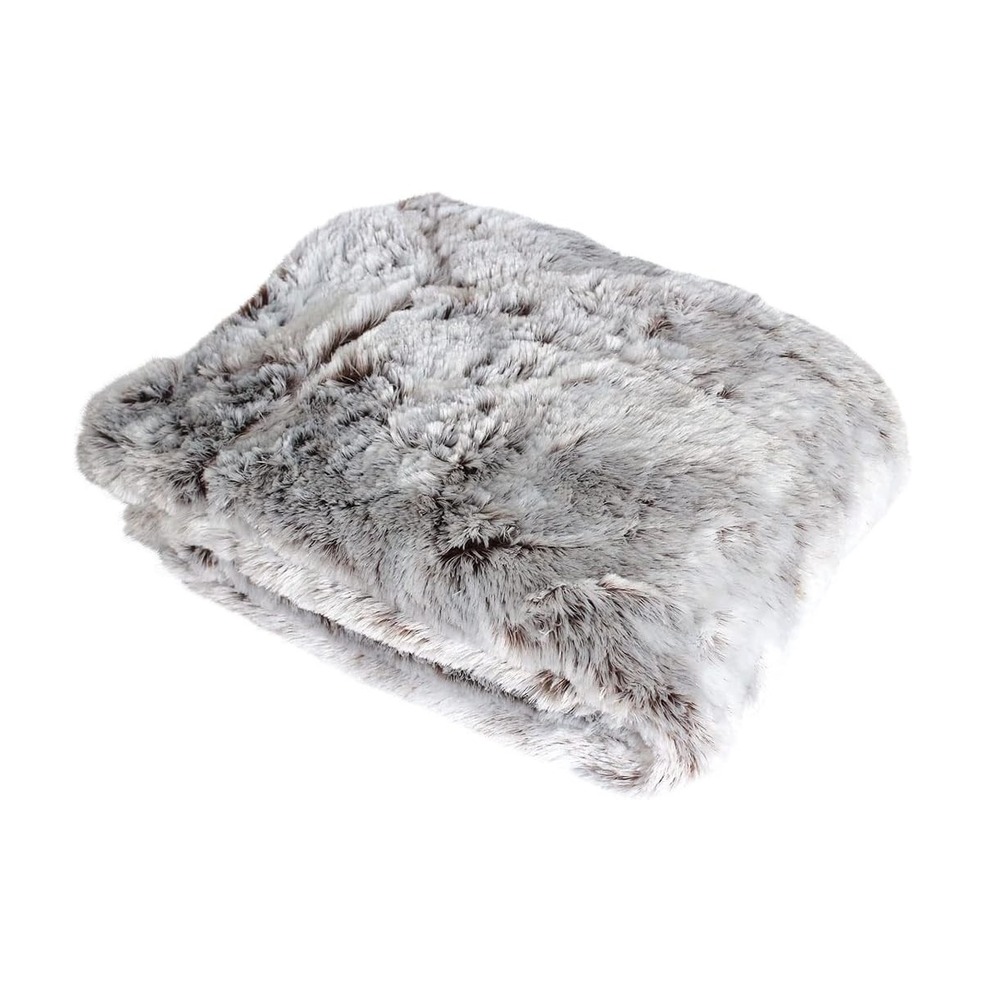 Plaid doux effet peluche doublé polaire évasion