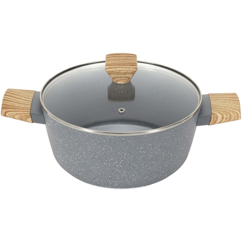 Faitout en aluminium forgé poignées effet bois 24 cm