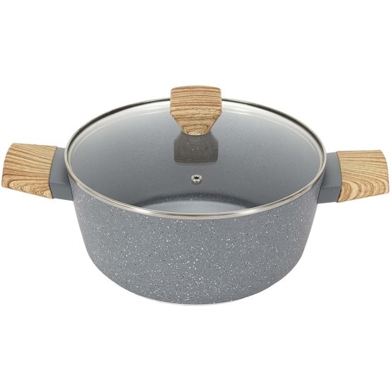 Faitout en aluminium forgé poignées effet bois 24 cm