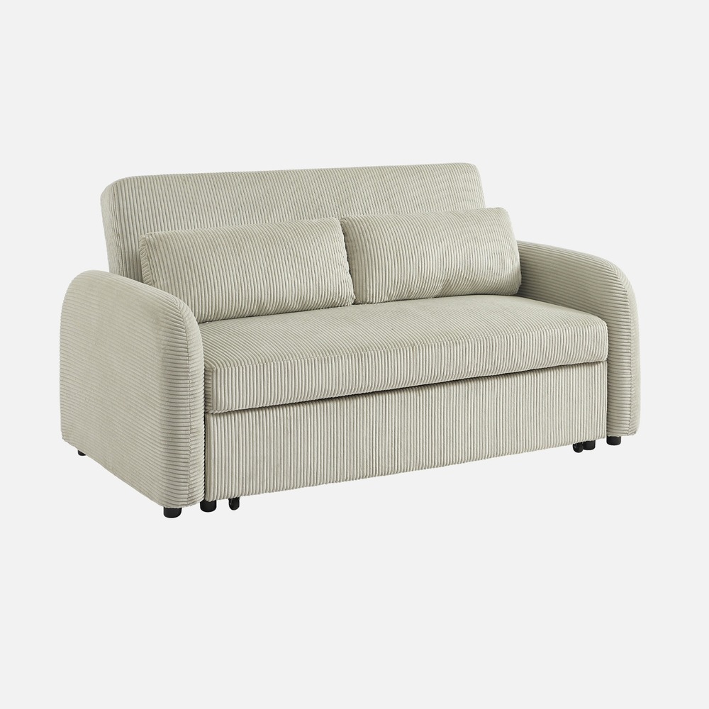 Canapé convertible arrondi 2 places velours côtelé l 168 x p 90 x h 88cm - lino