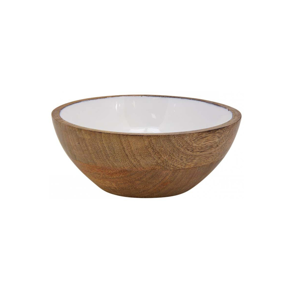 Saladier en manguier et résine blanche diamètre 18 cm