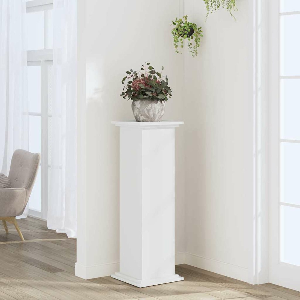 Support pour plantes blanc 33x33x100 cm bois d'ingénierie