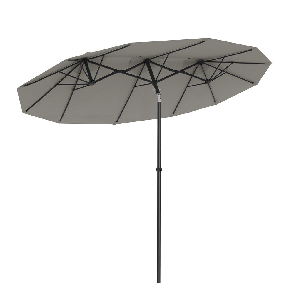 Parasol de jardin inclinable grande taille ouverture fermeture manivelle acier polyester haute densité gris