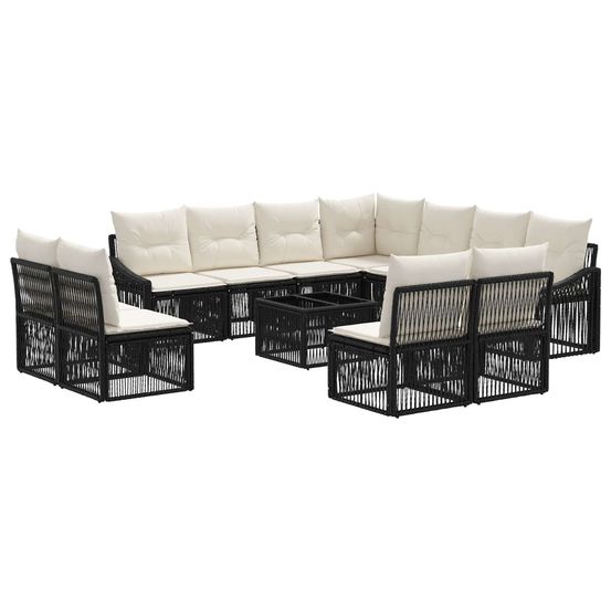 Ensemble de canapé de jardin 12 pc noir polyrotin