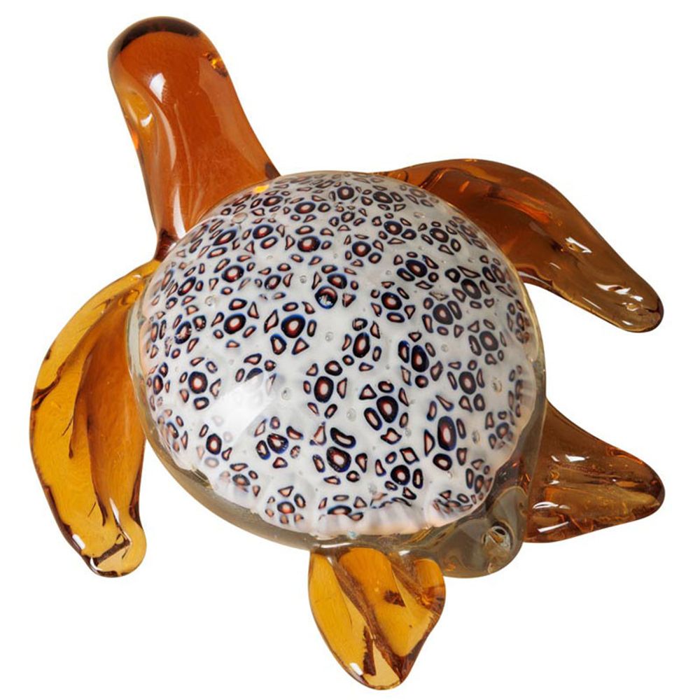 Tortue en verre fleurie 16x7x13cm