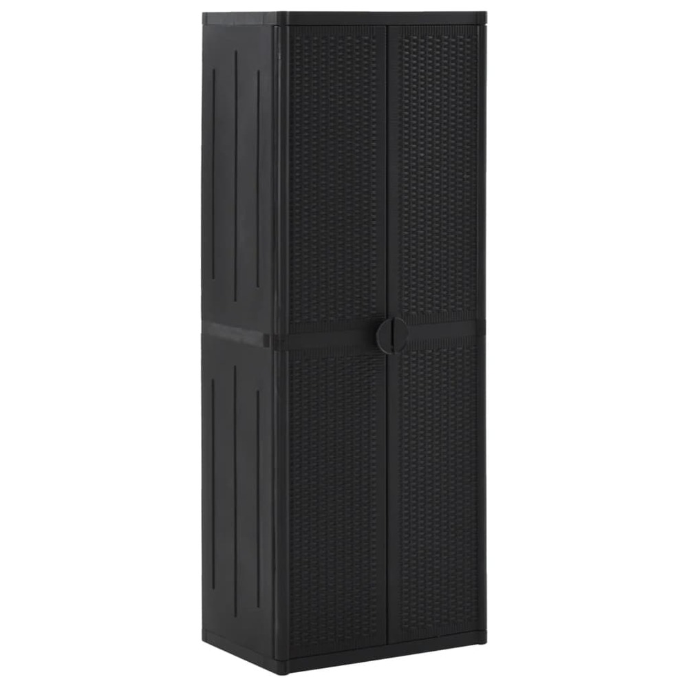 Armoire de rangement de jardin noir 65x45x172 cm pp rotin