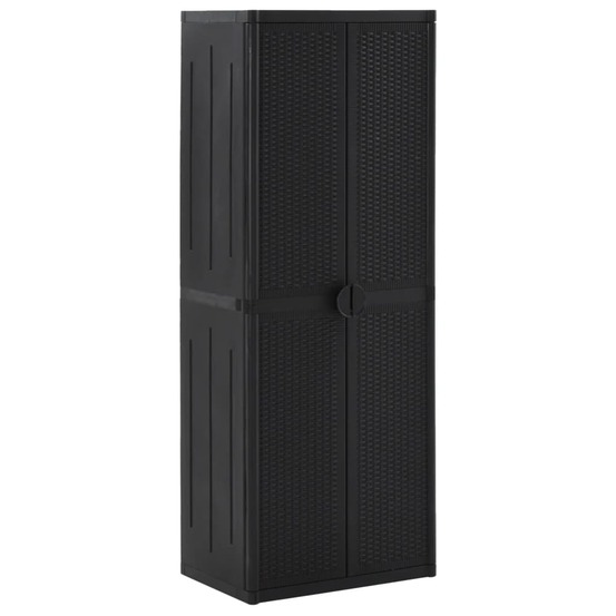 Armoire de rangement de jardin noir 65x45x172 cm pp rotin