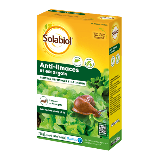 Solabiol anti-limaces & escargots - 750g - granulés - résistant à la pluie - prêt à l'emploi - utilisable en agriculture biologique