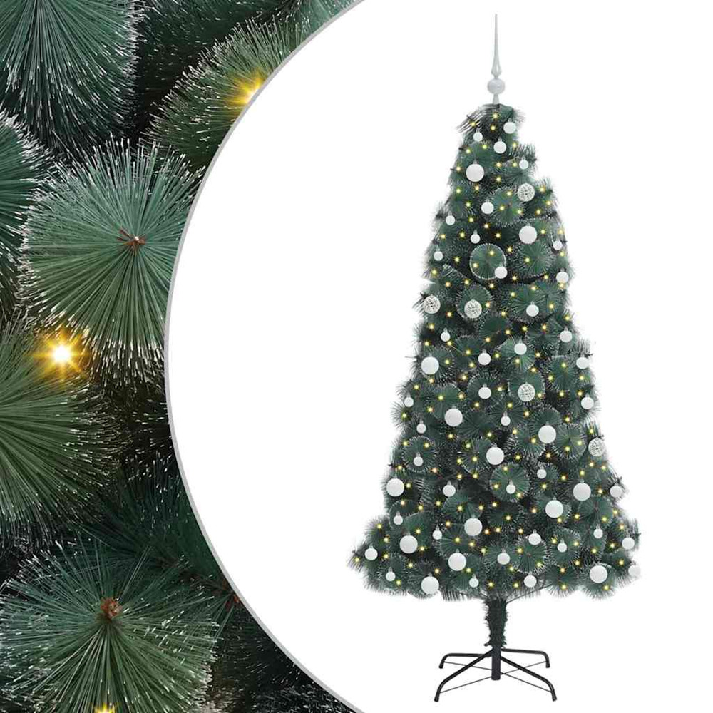 Sapin de noël artificiel pré-éclairé avec ensemble de boules