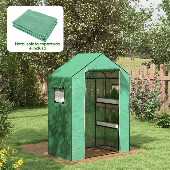 Housse de serre en pe renforcé 140 x 73 x 190 cm verte pour jardin avec porte enroulable - comfortxl outdoor living