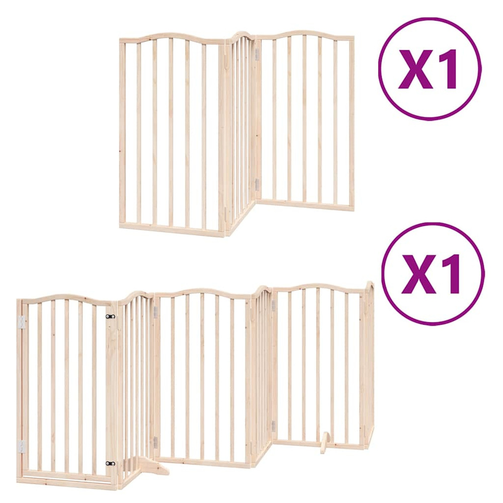 Barrière pour chiens avec porte pliable 9panneaux bois peuplier