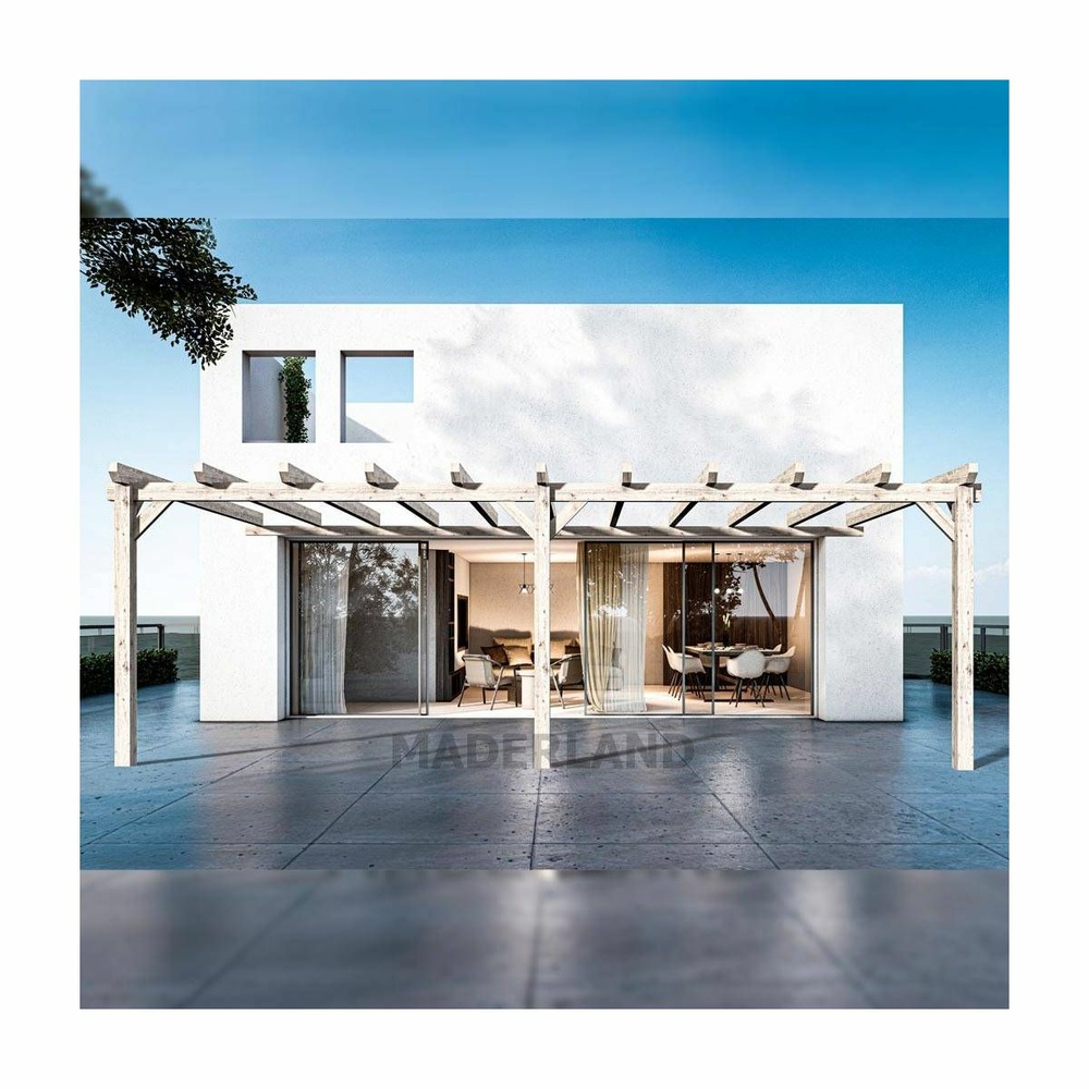 Pergola accolée en bois lamellé-collé sevilla 500 x 400 cm