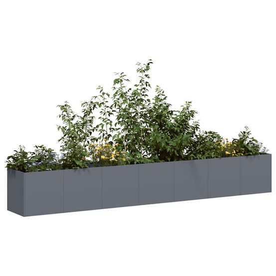 Jardinière rectangulaire en acier pour jardin et terrasse anthracite 280x40x40 cm