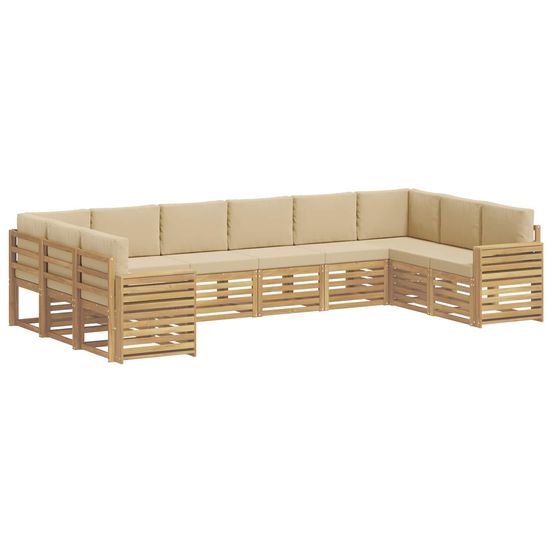 Ensemble de canapés d'extérieur 10 pc blanc et beige polyester