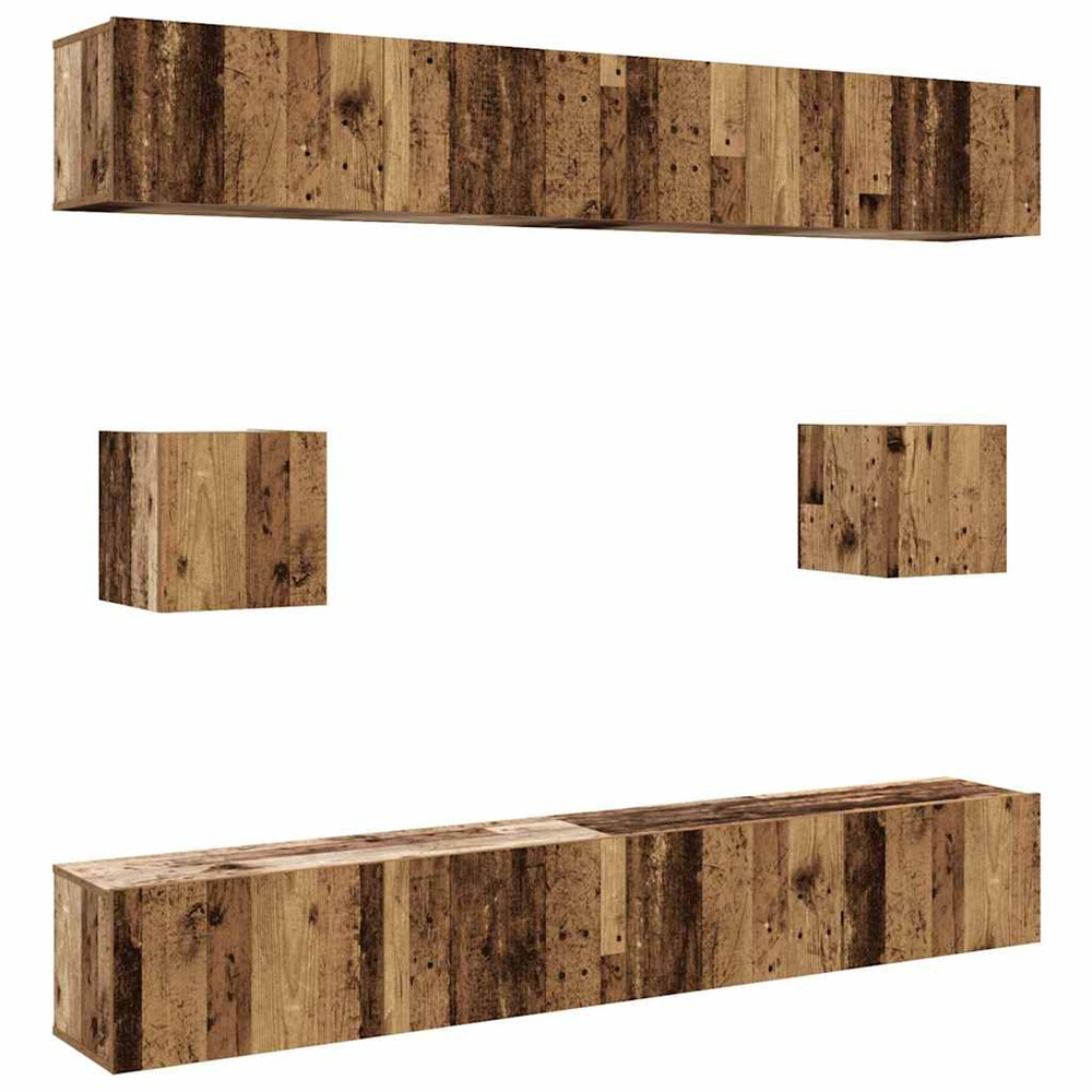 Ensemble de meuble tv mural 6 pcs vieux bois bois d'ingénierie