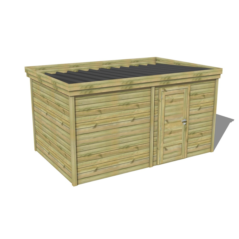 Abri de jardin bois pin traité autoclave 27mm - 5,19x2,64m / 14m2 - bac acier - abri français