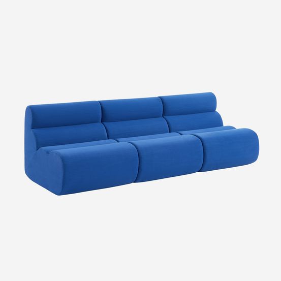 Lot de 3 chauffeuses compressées tissu 1 place bleu électrique - l 81 x p 99 x h 75cm - nova