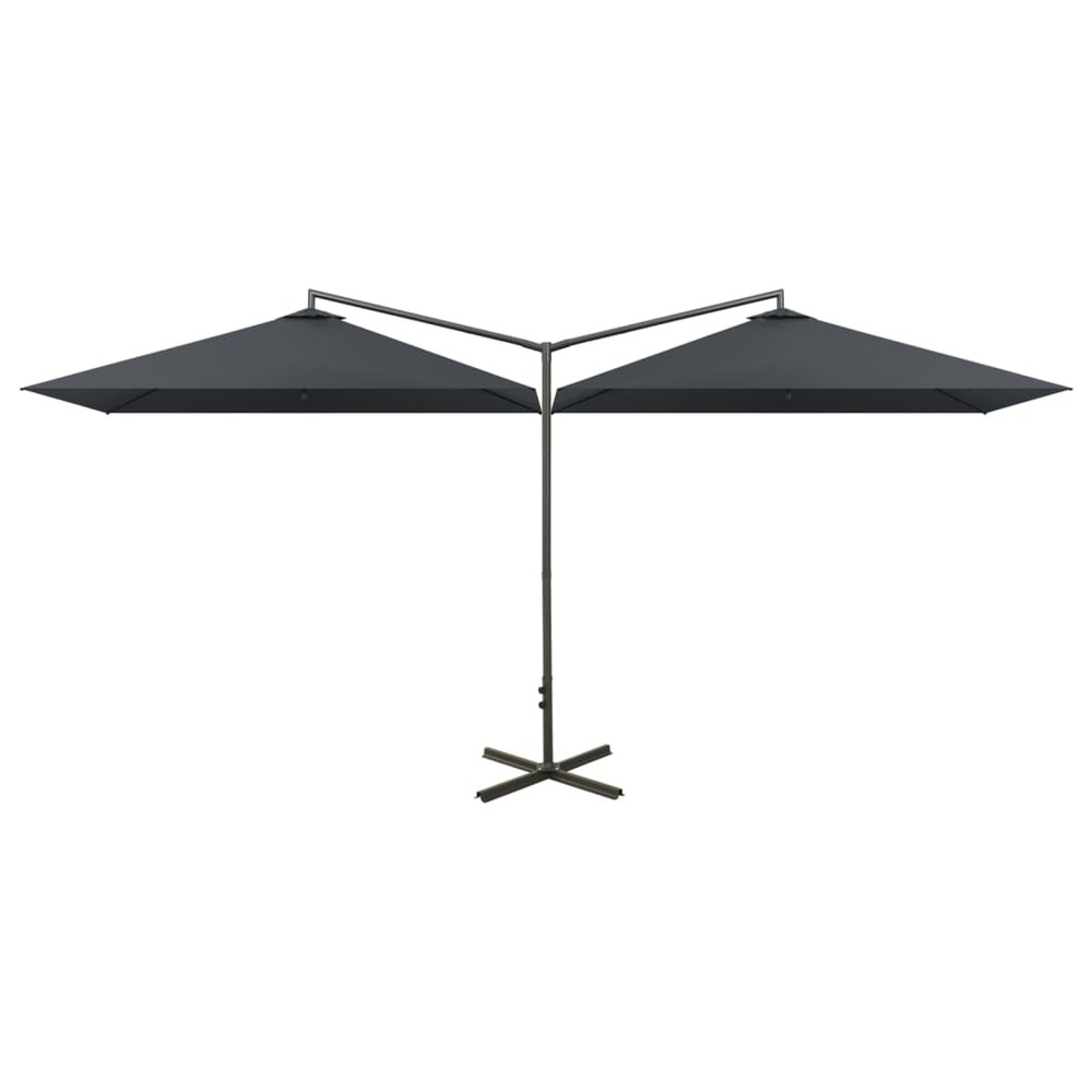 Parasol de jardin double avec mât en acier anthracite 600x300cm