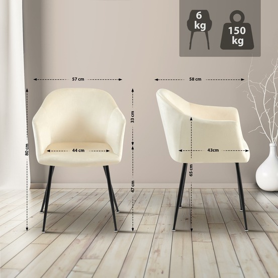 Chaise de salle à manger en velours jaysie