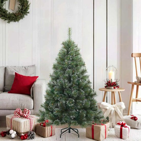 Sapin de noël artificiel enneigé pvc et acier à montage facile blanc 120 cm