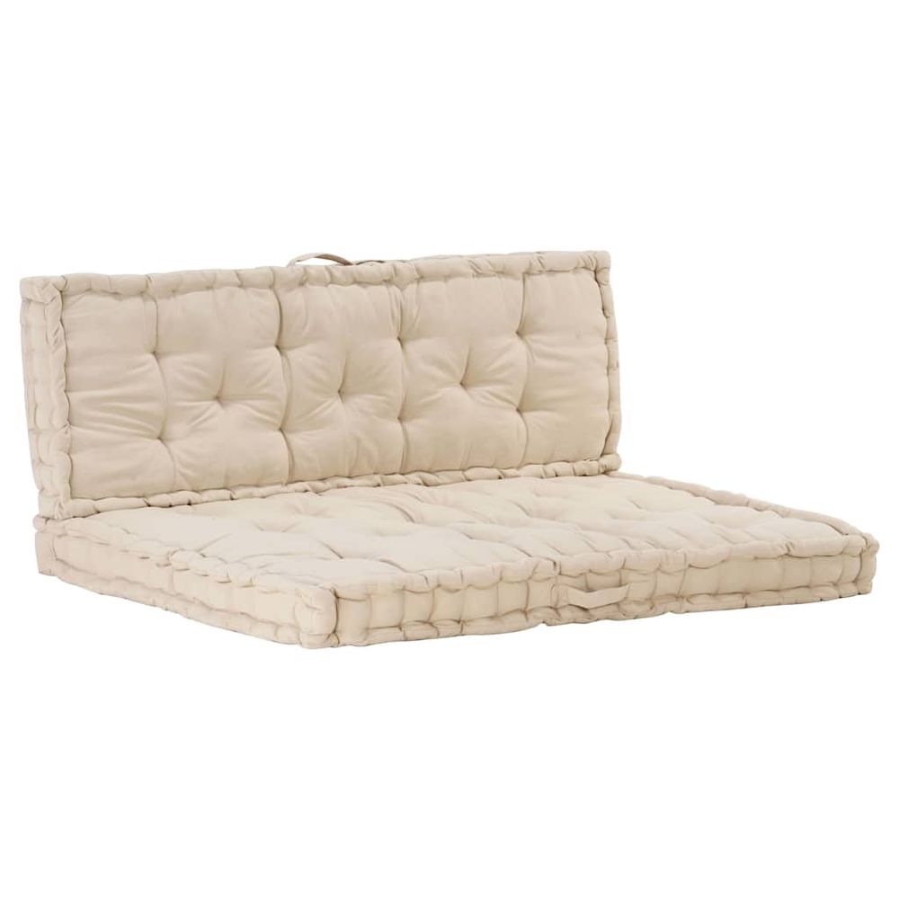 Coussins de plancher de palette lot de 2 coton beige